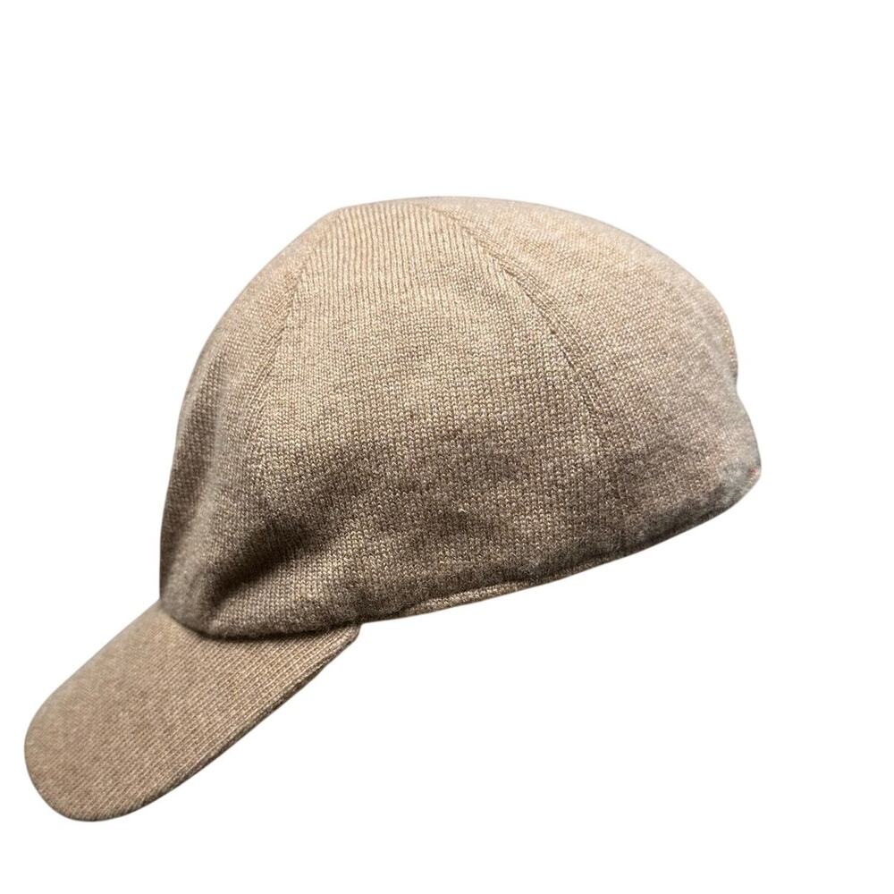 Quince 100% Cashmere Baseball Cap M/L Tan Brown Sherpa Lined Adjustable Hat - Picture 3 of 9